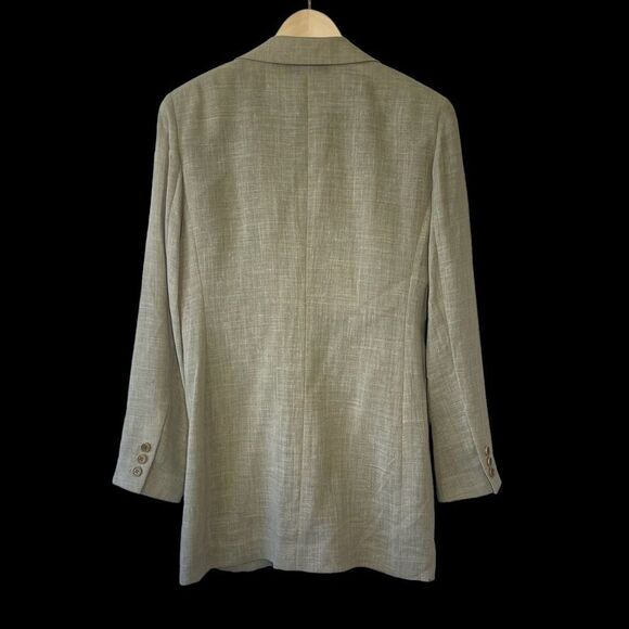 Emanuel Ungaro Tan Three Button Long Blazer Jacket Sz 4 - Picture 2 of 7